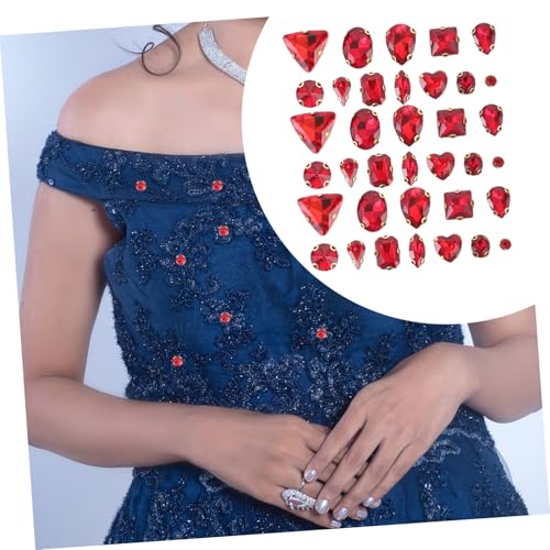 WEKAMOS 130 Stück Teiliges Strasssteine aus Glas mit Krallenfassung Kleine Dekorative Claw Rhinestones für Bekleidung DIY Taschen Kleidungsnähprojekte Leuchtende Rote Schmucksteine von WEKAMOS