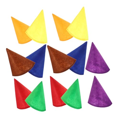 WEKAMOS 14 Stück Teiliges Filz Zwergenhut Bunte Konische Partyhüte Unisex Elfenkostüm Vielseitig für Halloween Geburtstage Cosplay Kreative Partyaccessoires für Erwachsene von WEKAMOS