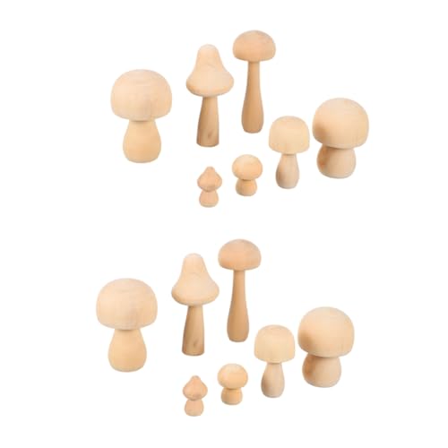 WEKAMOS 14 Stück Teiliges Naturbelassenes Holzpilz Unbehandelte DIY Bastelornamente für Kreative Graffiti holzfiguren Handwerkliche Pilzdekoration für Haus und Garten von WEKAMOS