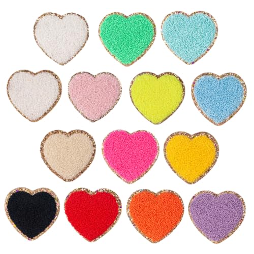 WEKAMOS 14 Stück Teiliges Selbstklebende Herz patches Verschleißfest Kompakt Bestickte Aufnäher für Kleidung Hüte Taschen DIY Dekoration und Reparatur Bunte Farbvielfalt von WEKAMOS