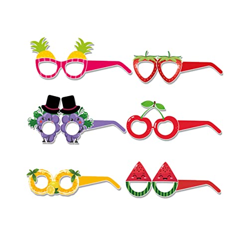 WEKAMOS 18 Stück Papierbrillenanzug rahmen Sonnenbrille Party Strand geformt Ananas Erdbeerbrille Erwachsene Gastgeschenke für Obst lustige brillen Fruchtbrille Luau-Brille erdbeere brille von WEKAMOS
