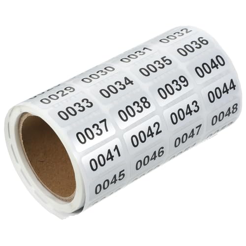 WEKAMOS 1Rolle Nummerierte Etikettenaufkleber Rechteckige Selbstklebende Zahlenetiketten für Kleidung Lagerung Klassifizierung Seriennummern für Büro von WEKAMOS