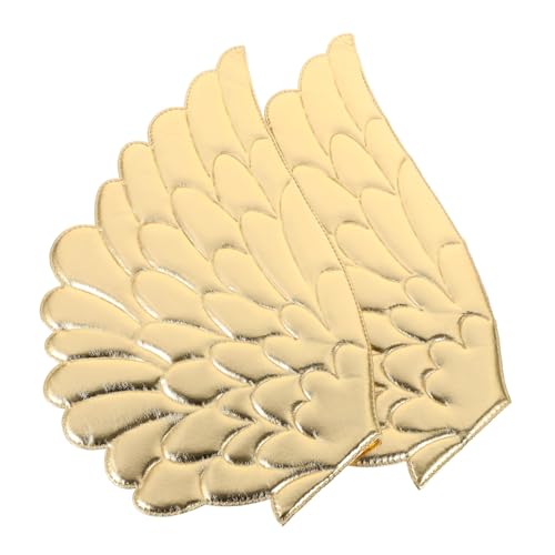 WEKAMOS 2 Paar Engelsflügel-aufnäher Zum Aufbügeln, Gestickte Applikationen Für Diy-kleidung, Jacken, Rucksäcke, Jeans, Kleider, Dekorationszubehör, Golden, 62 Cm von WEKAMOS