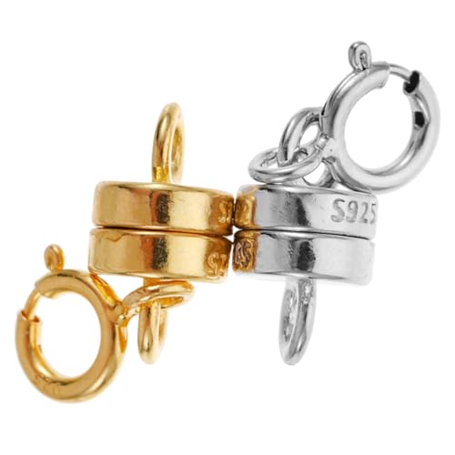 WEKAMOS 2 Paare Sterling Silber Magnetverschluss Verlängerungskette Schmuckverbinder Armband Halskette Magnetische Verschlüsse DIY Schmuckzubehör Weißgold Goldfarben WEKAMOS 2 Paare Sterling Silber Magnetverschluss Verlängerungskette Schmuckverbinder Armband Halskette Magnetische Verschlüsse DIY Schmuckzubehör Weißgold Goldfarben von WEKAMOS