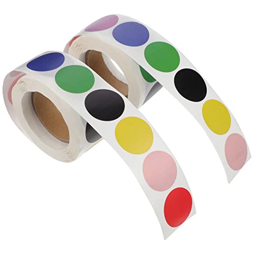 WEKAMOS 2 Rollen Bunte Punktaufkleber Selbstklebende Etiketten für DIY Scrapbooking Rolle Farbige Dots für Büro Kalender und Bastelprojekte von WEKAMOS