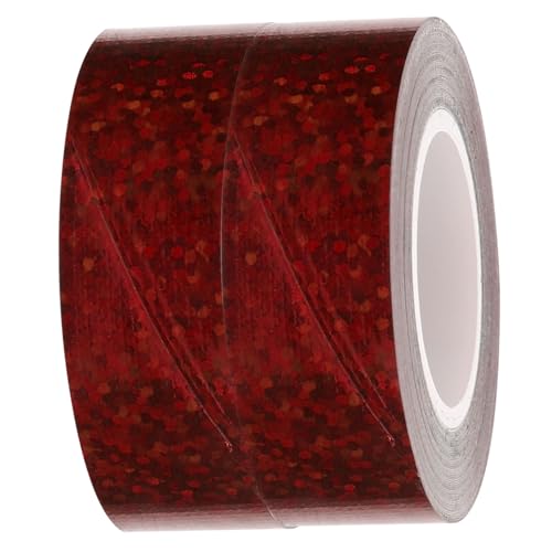 WEKAMOS 2 Rollen Holografisches Klebeband Selbstklebendes Dekoratives Abdeckband für DIY Projekte Hohe Haftung für Teppichreparaturen Rot von WEKAMOS