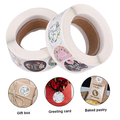WEKAMOS 2 Rollen Runde Dankeschön Aufkleber Blumenmuster pro Rolle Selbstklebende Sticker für DIY Partyverpackungen und Bastelarbeiten für Geschenktüten und Süßigkeiten WEKAMOS 2 Rollen Runde Dankeschön Aufkleber Blumenmuster pro Rolle Selbstklebende Sticker für DIY Partyverpackungen und Bastelarbeiten für Geschenktüten und Süßigkeiten von WEKAMOS