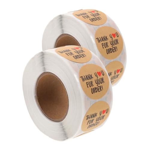 WEKAMOS 2 Rollen Runde Dankeschön Aufkleber Selbstklebende Etiketten für Verpackungen und Bastelprojekte für Feiern und Besondere Anlässe von WEKAMOS