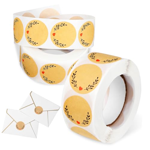 WEKAMOS 2 Rollen Runde Kraftpapier Aufkleber Aufkleber Rolle für Handgemachtes Backwaren Einmachgläser und Geschenkverpackungen Selbstklebende Etiketten mit WEKAMOS 2 Rollen Runde Kraftpapier Aufkleber Aufkleber Rolle für Handgemachtes Backwaren Einmachgläser und Geschenkverpackungen Selbstklebende Etiketten mit von WEKAMOS