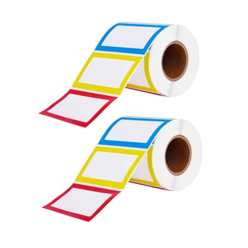 WEKAMOS 2 Rollen Selbstklebende Namensaufkleber Bunte Blanko Etiketten Zum Beschriften Für Schule Büro Und Haushalt Klassifizierung Und Markierung von WEKAMOS