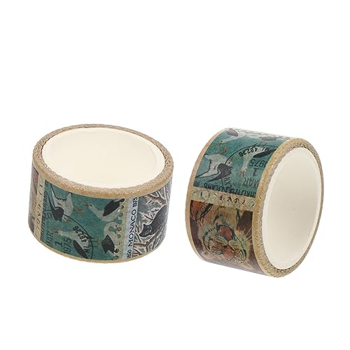 WEKAMOS 2 Rollen Vintage Washi Tape Briefmarken Muster Klebestreifen für Scrapbooking DIY Notizbuch Sticker Kreative Bastelarbeiten Buntes Klebeband für Journaling und Fotoalbum von WEKAMOS