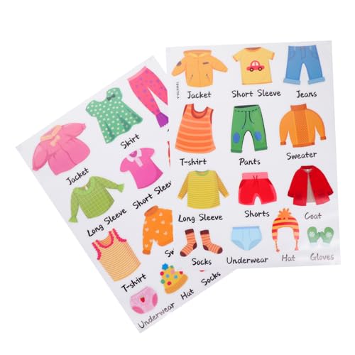 WEKAMOS 2 Sätze Kleideretiketten für Dresser Abnehmbare Aufkleber für Kleiderorganisation Kinderzimmern Sticker für Einfache Anwendung Langlebige Nutzung von WEKAMOS