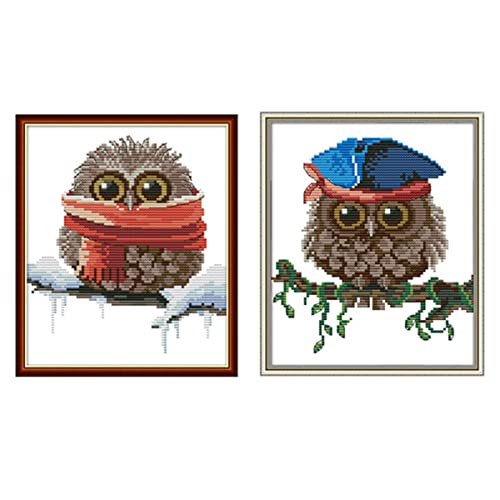 WEKAMOS 2 Sätze Kreuzstich Kits Eulenmuster Stickerei Kit für Anfänger Baumwolle für Wohn und Schlafzimmerdekoration WEKAMOS 2 Sätze Kreuzstich Kits Eulenmuster Stickerei Kit für Anfänger Baumwolle für Wohn und Schlafzimmerdekoration von WEKAMOS