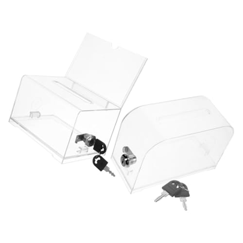 WEKAMOS 2 Sätze Teiliges Acryl Kartenbox mit Große Kapazität Abschließbar und Praktisch als Spenden und Visitenkartenbox für Büro und Partygebrauch von WEKAMOS
