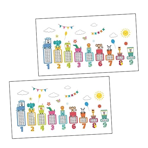 WEKAMOS 2 Sätze Tiere Multiplikationstabelle Wandaufkleber Kinderzimmer Dekoration Selbstklebende Wandtattoos für Frühe Mathematikbildung und Kreative Raumgestaltung von WEKAMOS