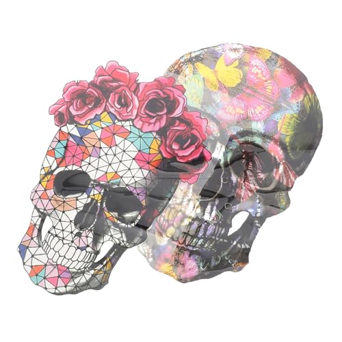 WEKAMOS 2 Stk. Teiliges Halloween Bügelbild Set Schädel Motiv Bunte Heat Transfer Applique Patches Vielseitige Stoffflicken für Kleidung Einfache Anwendung mit Bügeleisen für von WEKAMOS
