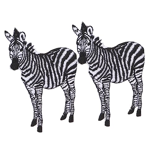WEKAMOS 2 Stück Bestickte Tier Flicken Cartoon Applikationen zum Aufnähen Zebra Design Hochwertigem Stoff zur Verschönerung von Kleidung und DIY Projekten von WEKAMOS