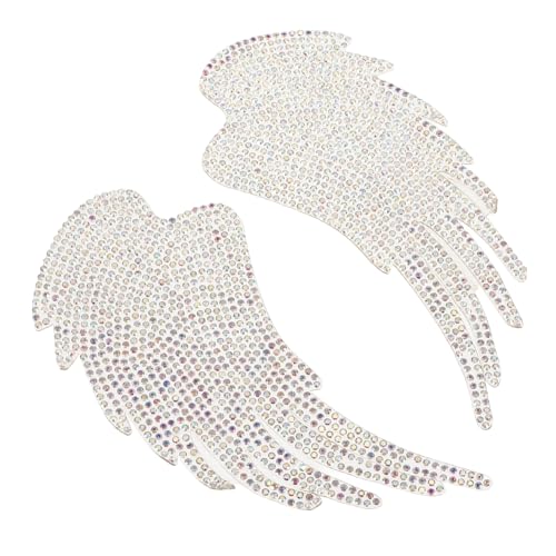 WEKAMOS 2 Stück Glitzernde Engel Flügel Patches zum Aufbügeln Dekorative Applikationen für Kleidung Taschen und Kostüme Einfach zu Nähen und Attraktiv Gestaltete Stoffaufnäher von WEKAMOS