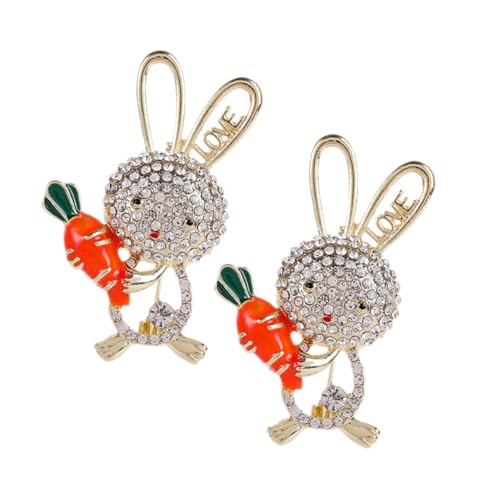 WEKAMOS 2 Stück Hasenbrosche ostern geschenkidee frauen weihnachtsgeschenk Strass-Sicherheitsnadel Osterbroschennadeln Hutnadeln für Damen Broschen für Damen Legierung von WEKAMOS