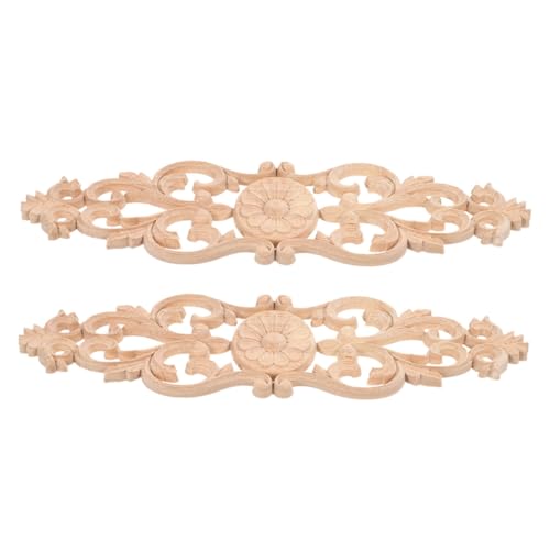 WEKAMOS 2 Stück Massivholz Schnitzerei Applique Unbemalt Natürliche Holzdekoration für Möbel Türen Schränke DIY Holzornamente Vielseitig Bemalbar Langlebig Möbelverzierung von WEKAMOS