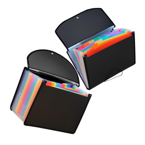 WEKAMOS 2 Stück PVC Dokumentenmappe Erweiterbarer Kunststoff Aktenordner Mehrlagiger Organizer für Papier Belege und Karten Praktischer und Leichter Büro Ordner zur Übersichtlichen von WEKAMOS