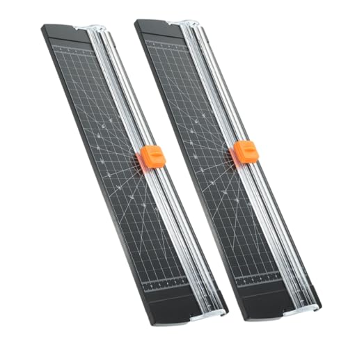 WEKAMOS 2 Stück Papierschneider mit Faltbarem Schutzmesser Scharfe Klinge für Präzises Schneiden Kompakter Mini Trimmer für Büro Basteln Scrapbooking Etiketten Fotos Schwarz von WEKAMOS
