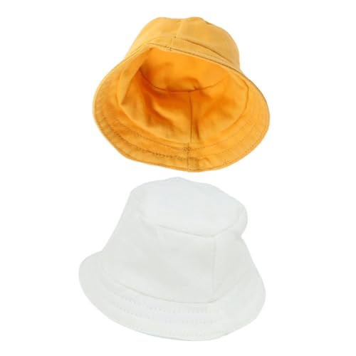 WEKAMOS 2 Stück Puppenzubehör Puppenkleidung Puppenaccessoire Puppenhut gelb Puppenschmuck Puppenhut-Sammlung Puppenmütze Hutpuppendekore dekorative Miniaturhüte Miniaturhut Polyester von WEKAMOS