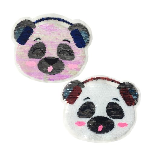 WEKAMOS 2 Stück Reversible Pailletten Applikationen Cartoon Panda Ohrhörer Stickerei Flicken Langlebig Farbwechselnde Stoffaufnäher für Kleidung und Accessoires und Modisch WEKAMOS 2 Stück Reversible Pailletten Applikationen Cartoon Panda Ohrhörer Stickerei Flicken Langlebig Farbwechselnde Stoffaufnäher für Kleidung und Accessoires und Modisch von WEKAMOS