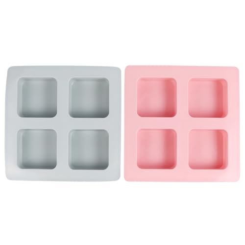 WEKAMOS 2 Stück Silikon Seifenform mit Hohlräumen Flexible Lebensmittelechte DIY Form für Handgemachte Seifen und Kuchen Antihaftbeschichtet in Blau und Rosa Geeignet für Kreative Back von WEKAMOS