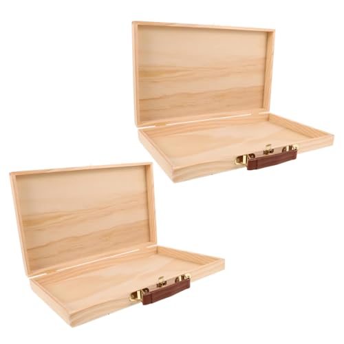WEKAMOS 2 Stück Teiliges Holz Tragbarer Organizer mit Griff Robuste Massivholzbox für Ölmalfarben Kompakte Aufbewahrung mit Fächern für Outdoor Skizzen und Ateliergebrauch von WEKAMOS