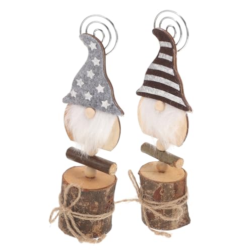 WEKAMOS 2 Stück Teiliges Weihnachts Memo Holder Niedliche Cartoon Puppen mit Rutschfestem Boden Vielseitige Tischkartenhalter für Party Hochzeit Geburtstag Memo und Fotoclips Gestreift und von WEKAMOS