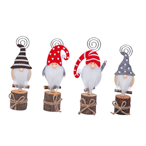 WEKAMOS 2 Stück Teiliges Weihnachts Memohalter mit Cartoon Puppe Niedliche Tischkarten und Fotoklammern Rutschfester Standfuß Wiederverwendbar für Hochzeit Geburtstag Partydekoration von WEKAMOS