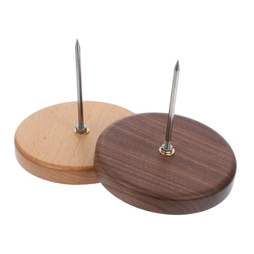 WEKAMOS 2 Stück Ticket Spießer aus Holz mit Metallstift für Quittungen und Rechnungen Eleganter Halter für Büro und Restaurant Walnuss und Buchenholz Basis von WEKAMOS