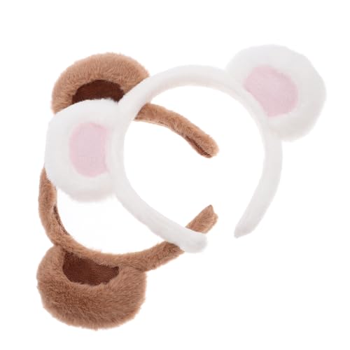 WEKAMOS 2 Stück Verstellbare Bärenohren Haarbänder aus Weichem Plüsch für Damen und Mädchen Kuschelige Wasch Make up Stirnbänder Niedliche Kopfbedeckungen für Alltag Yoga Party und von WEKAMOS