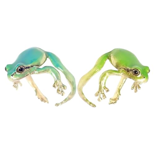 WEKAMOS 2 Stück grüner Froschring Ringe lustiger Tierring Ornament offen empfindlich Party Damenring verstellbarer Einstellbarer Froschring für Baumring grün Legierung von WEKAMOS