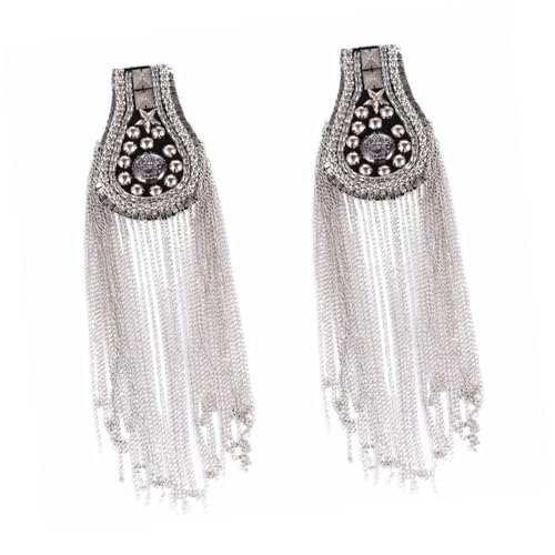 WEKAMOS 2 Stücke Schulterklappen mit Quasten Teiliges Brosche Pin für Kleidung Schuhe Hüte Epaulette Dekoration Auffällige Fransen Accessoires für Damen und Herren von WEKAMOS