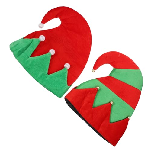 WEKAMOS 2 Stücke Weihnachts Elfenmützen Rot Cosplay Festliche Kopfbedeckung für Karneval und Weihnachtsfeier Kreative Weihnachtsdekoration für Erwachsene und Kostümpartys von WEKAMOS