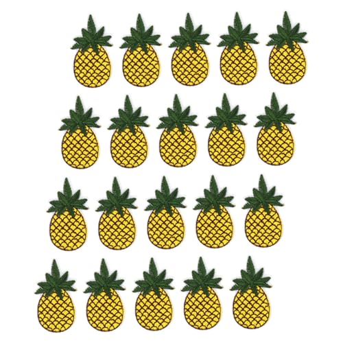 WEKAMOS 20 Stück Ananas -Stickerei tropische applikationen Ananasflecken Eisen auf Tasche bestickter Aufnäher Ananaseisen auf Patch Fruchtpflaster nähen Stoffflicken für Kleidung Stickgarn von WEKAMOS