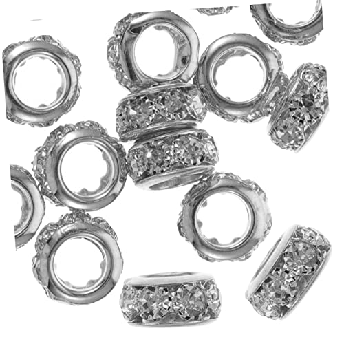WEKAMOS 20 Stück DIY Spacer Perlen für Armbänder Große Lochperlen mit Strass Silber Bastelzubehör für Schmuckherstellung für Einzigartige und Armbänder WEKAMOS 20 Stück DIY Spacer Perlen für Armbänder Große Lochperlen mit Strass Silber Bastelzubehör für Schmuckherstellung für Einzigartige und Armbänder von WEKAMOS