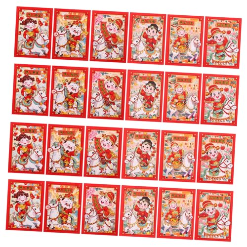 WEKAMOS 20 Stück Karton Rote Umschläge Jahr Des Pferdes Chinesisches Neujahr Hong Bao mit Glücksgott Motiv Geschenkumschläge für Frühlingsfest Hochzeit Geburtstag und Festliche Anlässe von WEKAMOS
