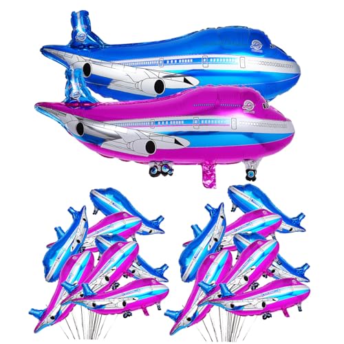 WEKAMOS 20 Stück Teiliges Aluminiumfolie Flugzeug Luftballon Leichte Partydekoration für Geburtstage Hochzeiten Abschlussfeiern Fotofreundlich Farblich Gemischt in Blau und Auffällige von WEKAMOS