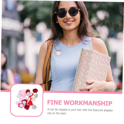 WEKAMOS 20 Stück Teiliges DIY Künstliche Rosenknospen in Stoffblumen für Haarschmuck Haarclips Haarreifen und Bastelarbeiten Handgefertigte Blumenapplikationen Vielseitig Verwendbar von WEKAMOS