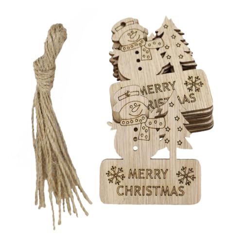 WEKAMOS 20 Stück Teiliges Holzanhänger Weihnachten Filigrane Schneemann und Baumform Maschinell Geschnitten ohne Grate Vielseitig für DIY Weihnachtsdeko Geschenke und Fotorequisiten von WEKAMOS