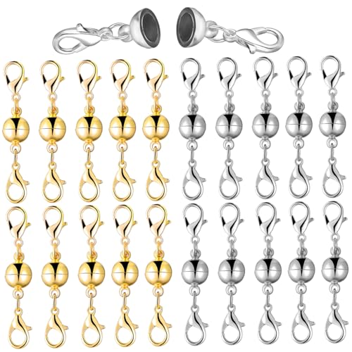 WEKAMOS 20 Stück Teiliges Magnetische Schmuckverschlüsse Karabinerverschluss aus Gold und Silber Polierte Verbindungsstücke für Armband und Halskettenverlängerung Allergikerfreundlich und WEKAMOS 20 Stück Teiliges Magnetische Schmuckverschlüsse Karabinerverschluss aus Gold und Silber Polierte Verbindungsstücke für Armband und Halskettenverlängerung Allergikerfreundlich und von WEKAMOS