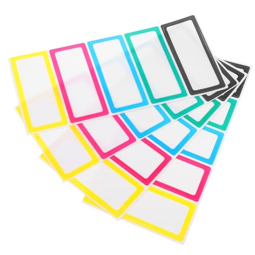 WEKAMOS 20 Stück Teiliges Wiederverwendbare Dry Erase Labels mit Abwischbaren Ablösbaren Haftnotizen für Schule Büro Küche Bunte Randetiketten für Aufbewahrungsboxen und Vorratsgläser von WEKAMOS