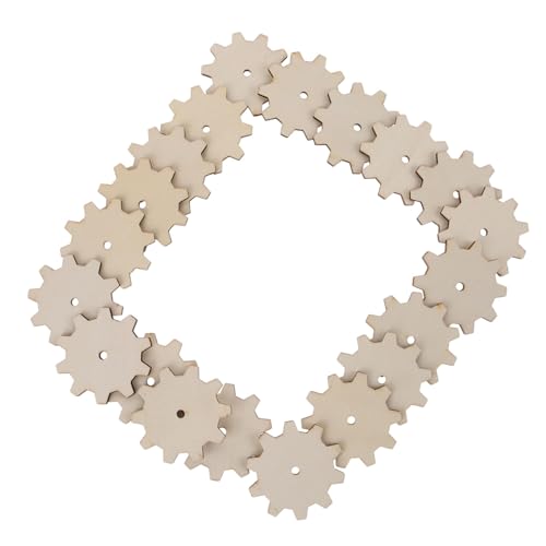 WEKAMOS 20 Stück Unvollendete Holzschnitt Gear Form Holzscheiben für Diy Handwerk Bastelaccessoires für Dekoration und Kinderprojekte von WEKAMOS