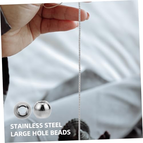 WEKAMOS 200 Stück Edelstahl Spacer Perlen Große Loch Runde Abstandsperlen Für Schmuckherstellung DIY Armbänder Halsketten Handwerk Zubehör Robust Glänzend Gleichmäßig Sized von WEKAMOS