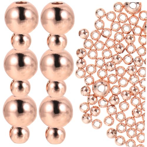 WEKAMOS 200 Stück Kupfer Abstandsperlen Roségold DIY Metallperlen für Schmuckherstellung Armbänder Halsketten Zubehör Korrosionsbeständig und Glänzend von WEKAMOS