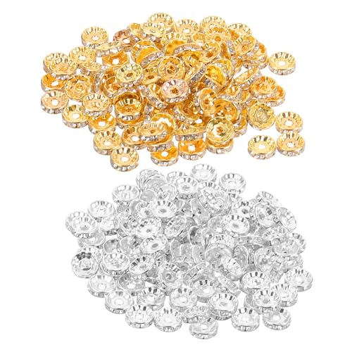 WEKAMOS 200 Stück Rondelle Spacer Beads Rund Strassscheiben Perlen Schmuckzubehör Funkelnd Faderesistent Für DIY Armbänder Halsketten Schmuckherstellung von WEKAMOS