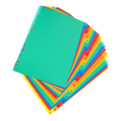 WEKAMOS 20Stücke Binderteiler aus Material Farbige Registerkarten zur Dokumentenorganisation Abnehmbare Trennblätter für Notizbücher und Ordner Praktische und Langlebige Lösung WEKAMOS 20Stücke Binderteiler aus Material Farbige Registerkarten zur Dokumentenorganisation Abnehmbare Trennblätter für Notizbücher und Ordner Praktische und Langlebige Lösung von WEKAMOS